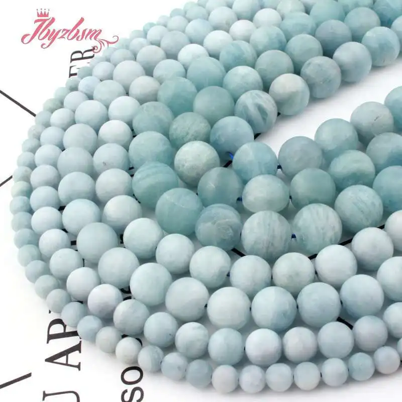 

Natural Aquamarine Round Stone Beads Loose Bracelet Necklace Spacer Beads 15 inches for Jewelry Making DIY 6/8/10mm