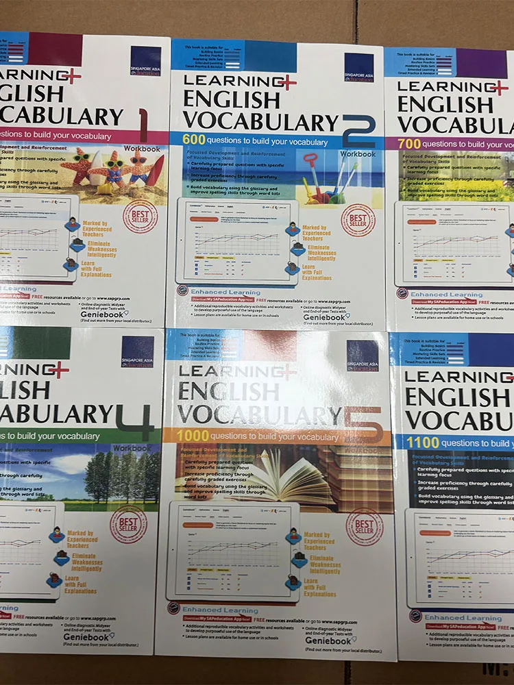 مفردات سنغافورة من المفردات التعلمية Sap 6 كتاب/مجموعة كتب اللغة الإنجليزية من الصف الأول إلى السادس