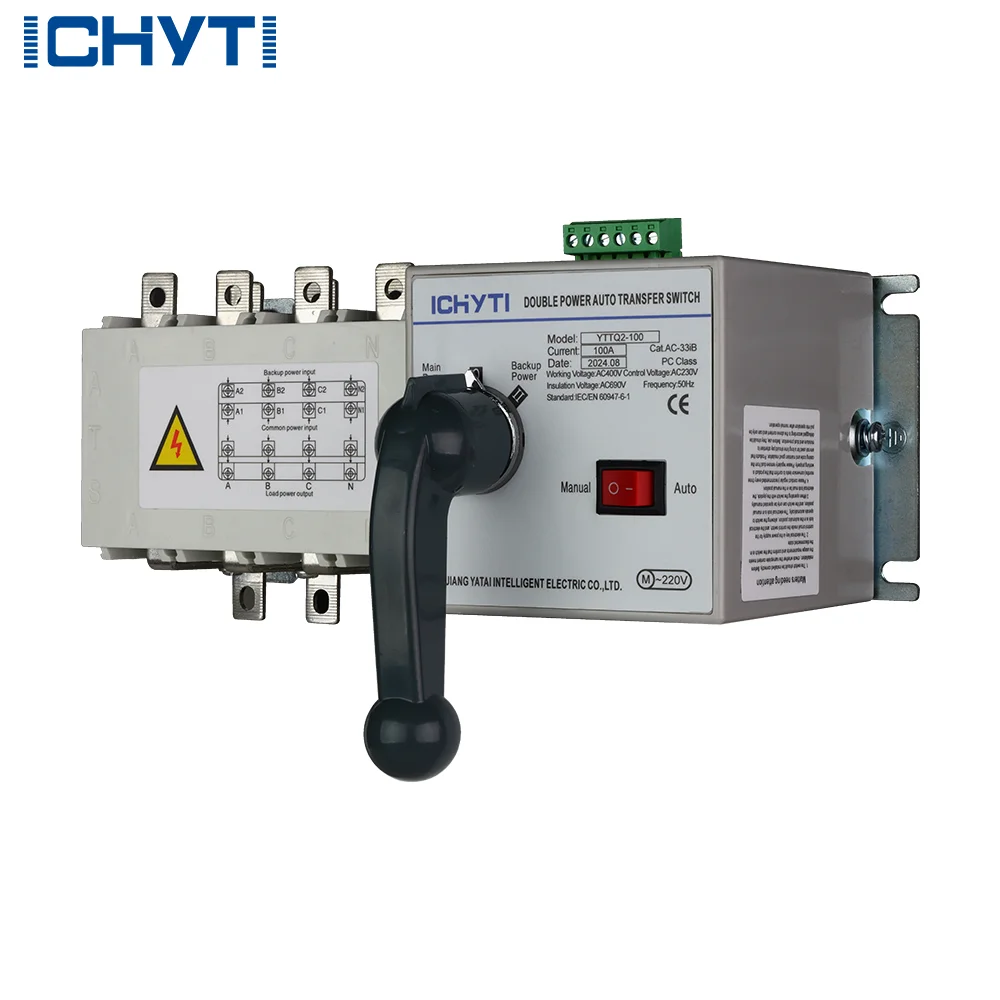 4-pole, 3-phase 100/630A Automatic Dual Power Switch, PC Class Transfer Switch , Uninterrupted Use