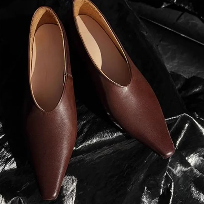 

Sewing Lines Shoes for Womens Pointed Toes High Heels Female Pumps Shallow Tacones Solid Zapatos Mujer PU Leather Chassure Femme