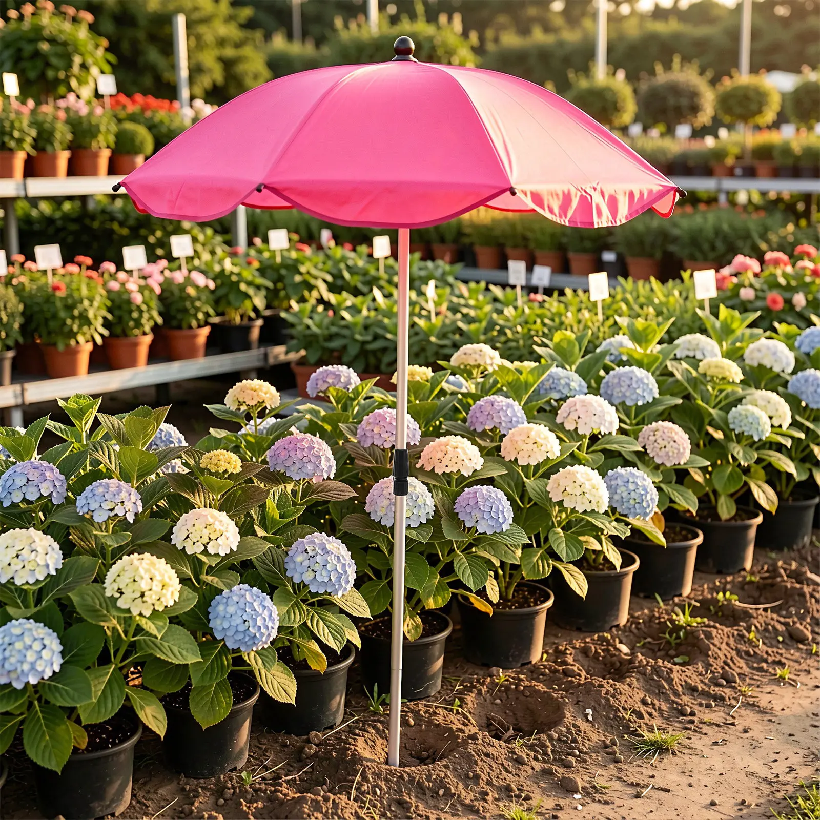 Plant Umbrella Sunshade Outdoor Larger Garden Fence Shade 25.6 Rosy Telescopic Pole Adjustable Height Sun Protection for Garden
