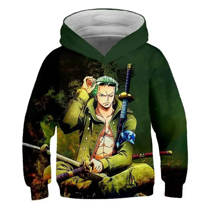 One Piece Cobranded Hooded Sweatshirt Men Cartoon Anime Luffy Zoro Ace Clothes Peripheral 3D Thin Nautical Jacket Autumn New Top