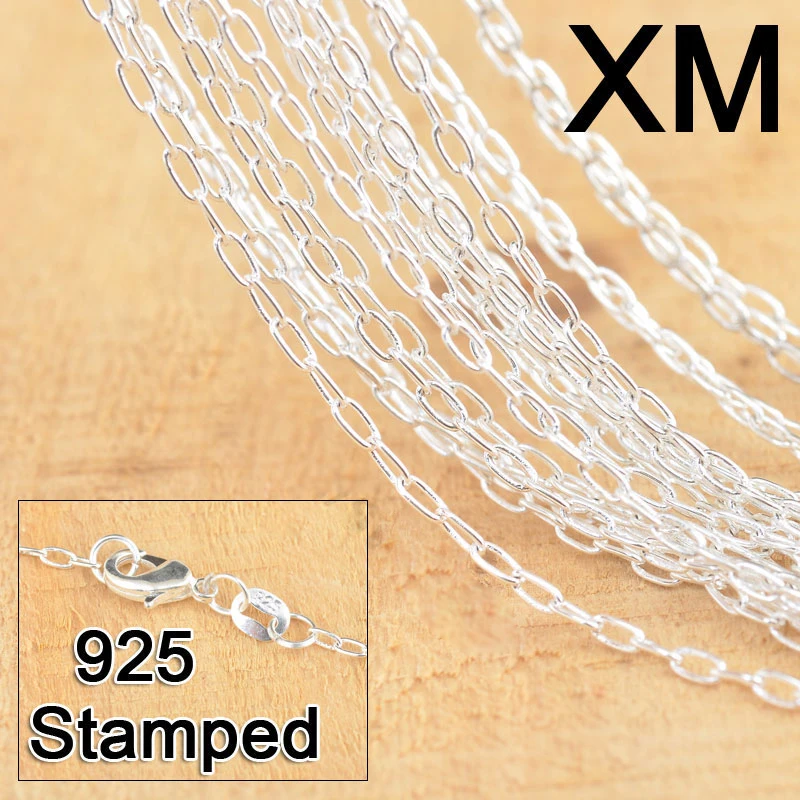30PCS Smooth 18 Inch 100% 925 Sterling Silver Jewelry Link Necklace Chains With Lobster Clasps For Pendant Factory Price