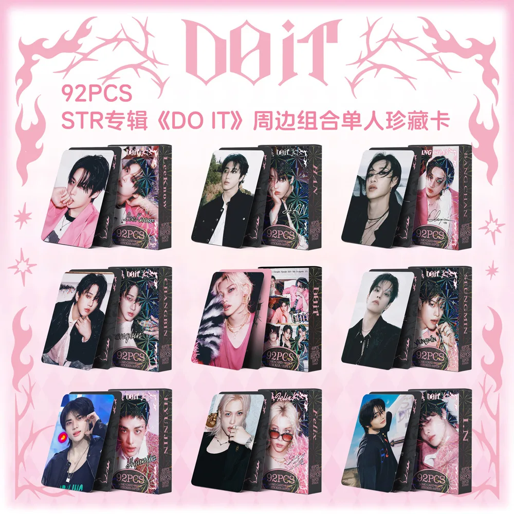 

Фотокарточки STRAYKIDS Do It, 92 шт., Lomo-карточки, стикеры, Феликс, Хан, I.N, коллекционные товары K-pop для фанатов, подарок для коллекции