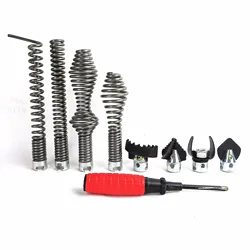16mm Diameter Pipeline Dredge Device Set Spring Drill Machine Drain Cleaner with Combination Cutter Head Adapter Joint Connector