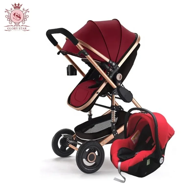 Safe And Modern Design With Aluminum Alloy Tube Baby Carriage/2023 Hot Sell New Model 3 in 1 Baby Stroller Leather Baby Carriage