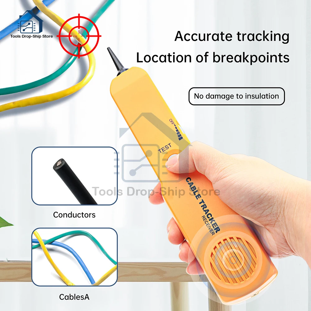 Cable Finder Tone Generator Probe Tracer Wire Tracker Cable Circuit Tester Features Alligator Clips RJ11 Plug Finding Tool