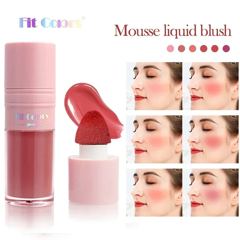 Heallor Liquid Blush Cheek Tint Sponge Tip Soft Smooth Face Contour Makeup Blusher Rouge Waterproof Long Lasting Creamy Cosmetic