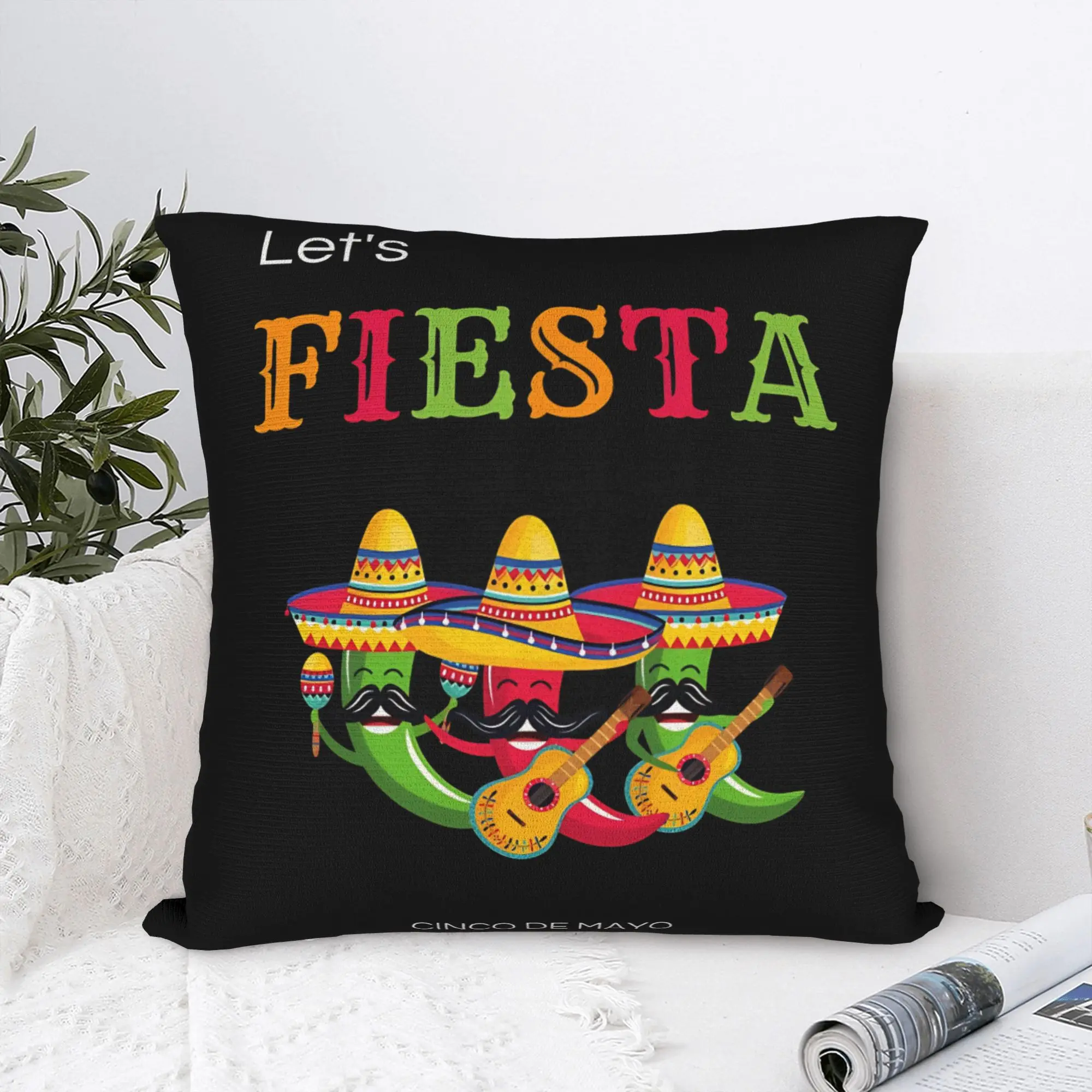 Pillow Cover Let's Shift Party Fiesta Mexican Amigo Cinco De Mayo Vintage Pillow Case For Sofa Couch Bed Living Room Pillowcases