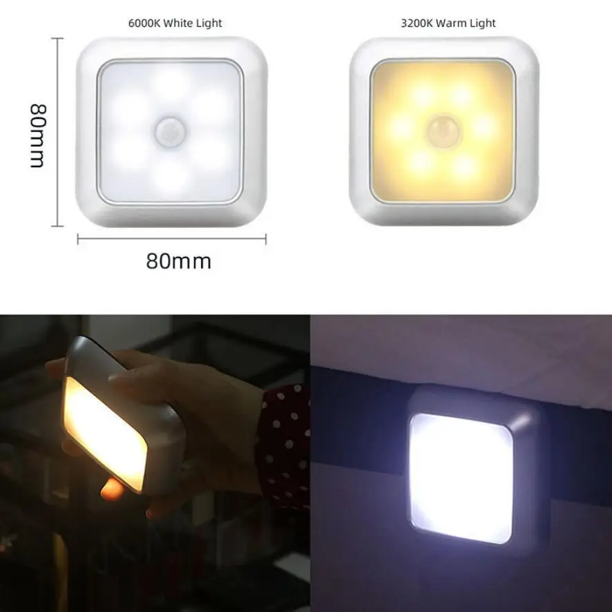 Motion Sensor LED Night Light Smart Night Lamp Battery Operated WC Bedside Lamp For Room Hallway Pathway Toilet Home Lighting