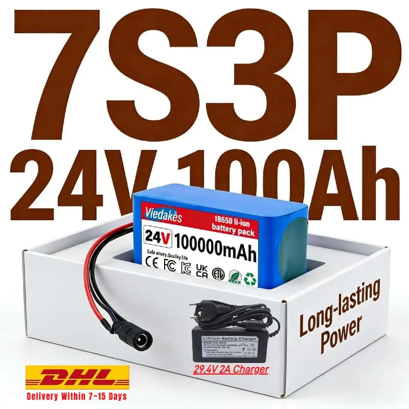 

High-Capacity 7S3P 24V 100Ah 18650 Lithium Battery Extended Cycle Life Power Supply Stable Performance Mobility Battery Pack