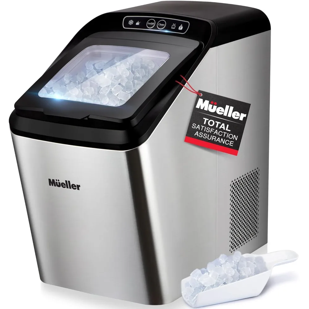 

Nugget Ice Maker Quiet, Heavy-Duty Ice Machine, 30 lbs Daily, 3 QT Tank Compact & Portable, Includes Basket Self-Cleaning