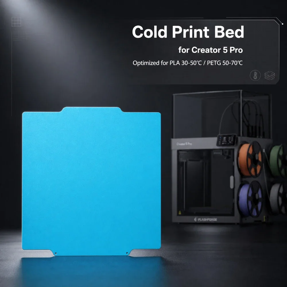 Cold Build Plate For Flashforge Creator 5 5Pro Build Plate Bed Fit PLA PETG Save Power for flashforge C5 Pro Reduce Machine Load