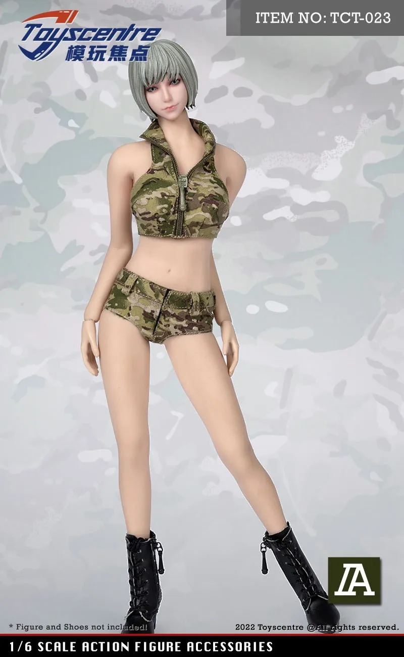 TCT-023 TCT-027 TCT-028 1/6 Scale Sexy Women's Camouflage Camisole Camo Vest Trousers Denim Shorts Clothes for 12 inches Body