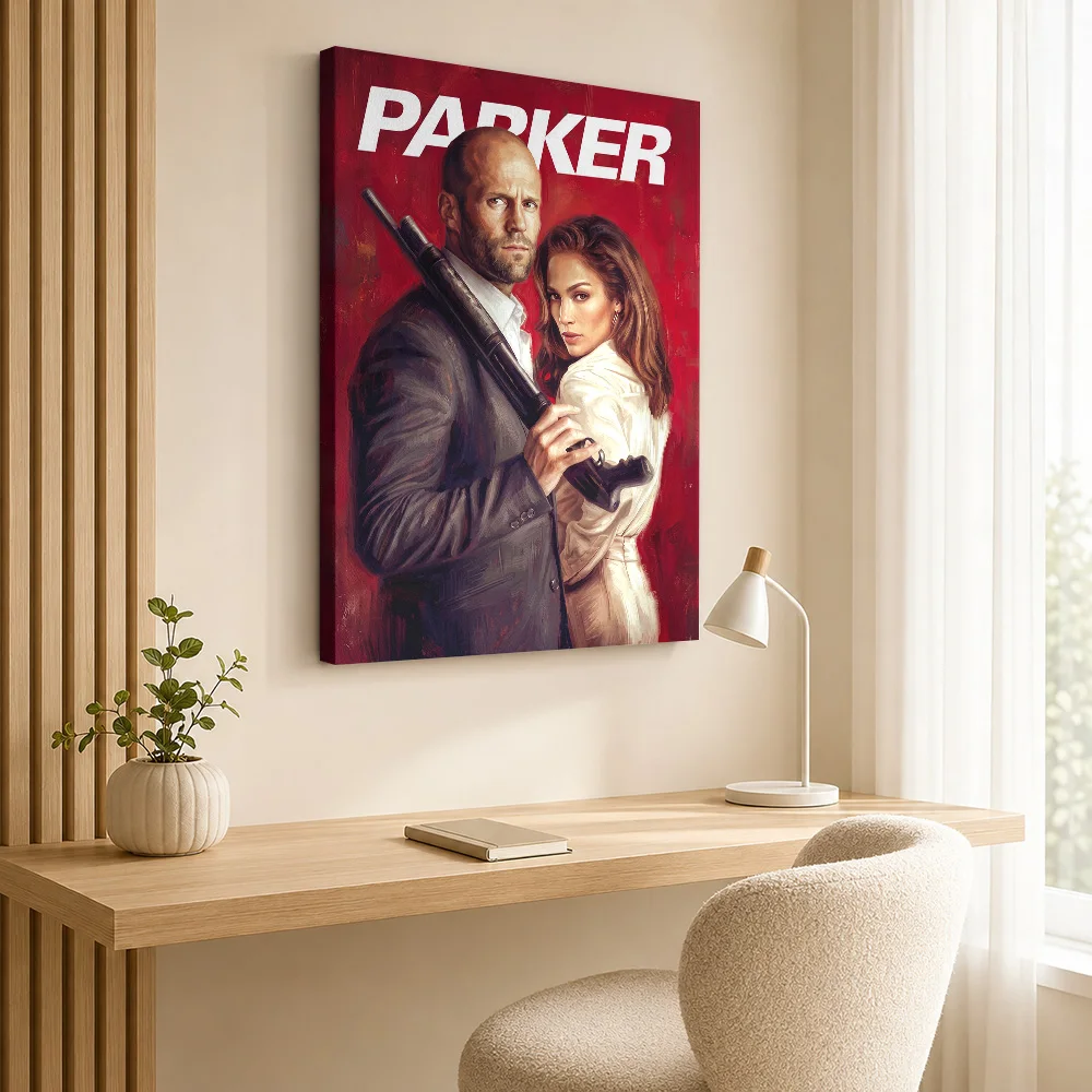 Parker Movie  Art Framed Canvas Poster Custom Vintage Movie Canvas Wall Art for Home Theater Bedroom Decor Gift for Collectors