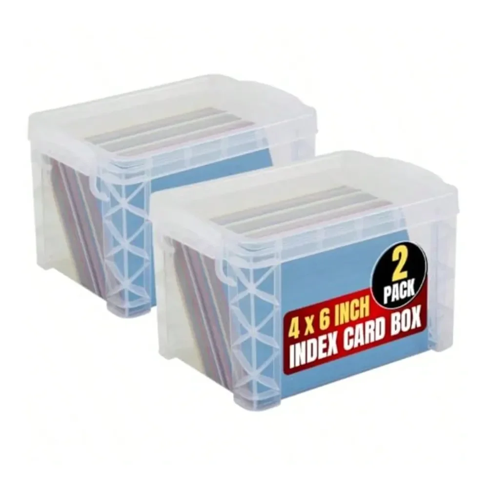 

Пластиковый бокс для индексных карточек 4x6, прозрачный, на 500 карточек, 2 штуки в упаковке