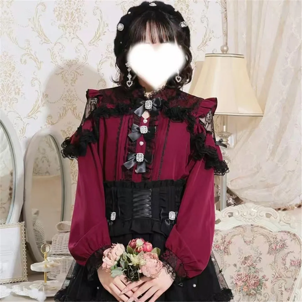 Elegant New Off-shoulder Sexy Lace Ruffles Cute Bow Sweet Long Sleeve Shirt Temperament Girls Peter Pan Collar Versatile Top