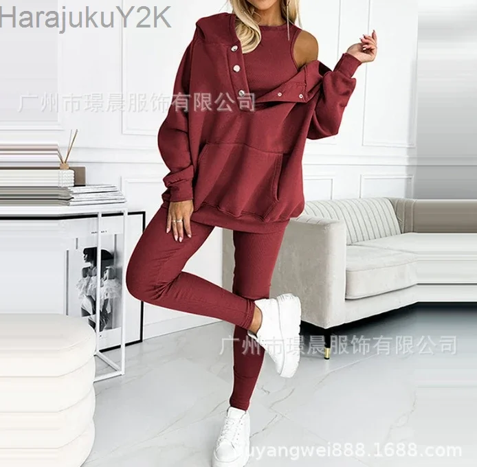 

2024 Autumn Spring Female Clothing Womens Elegant Two Piece Sets Outfit Women's Comfortable Loose Sports Set