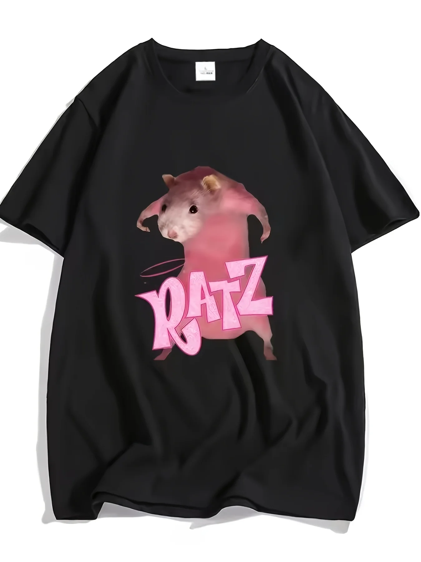 Summer New Fun Ratz Pink Mouse Cartoon T-Shirt Printed Short Sleeve Men'S Lazy Style Clothes