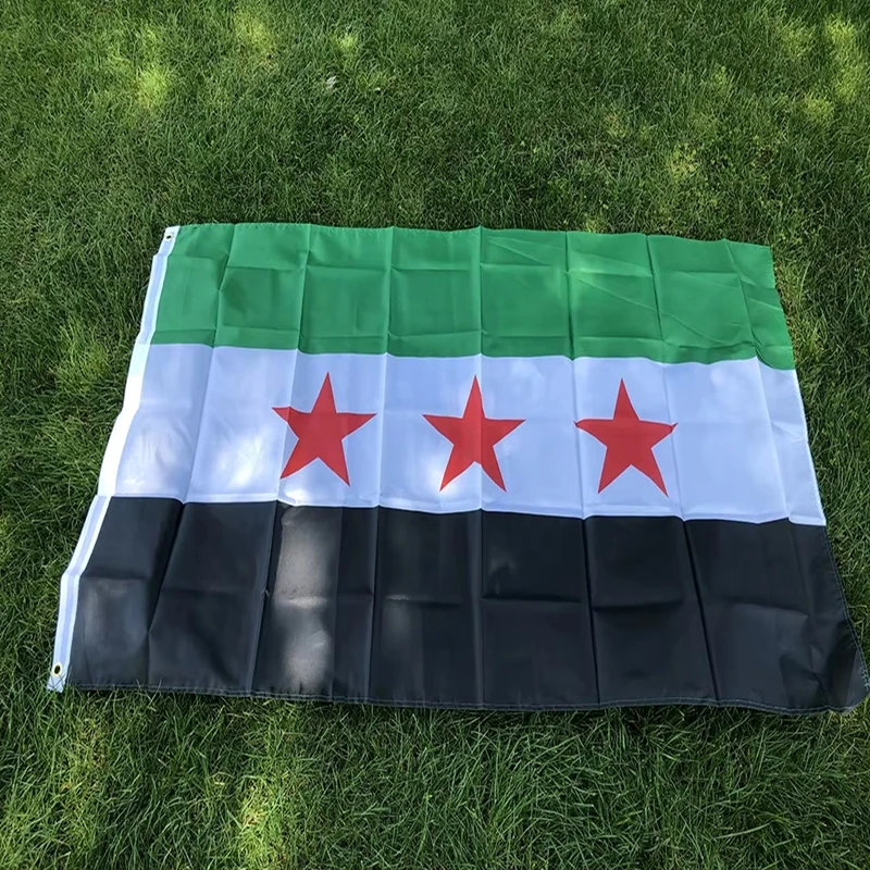 Syrian National Flag National Day Flags 90*150cm Syrian Arab Republic Three Stars Flag Hanging Flag Home Decoration Flags