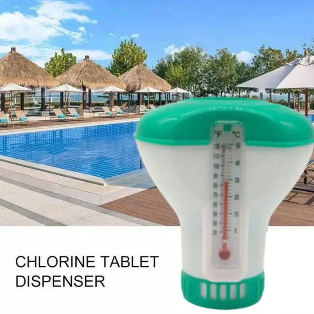 

Плавающий дезинфицирующий дозатор для бассейна с термометром, поплавок с хлором, термометр для воды для внутреннего и наружного бассейна