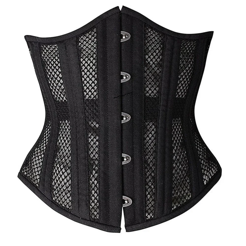 Underbust Corsets Women's Steel Boned Short Torso Breathable Mesh Waist Cincher Waspie Corset for Weight