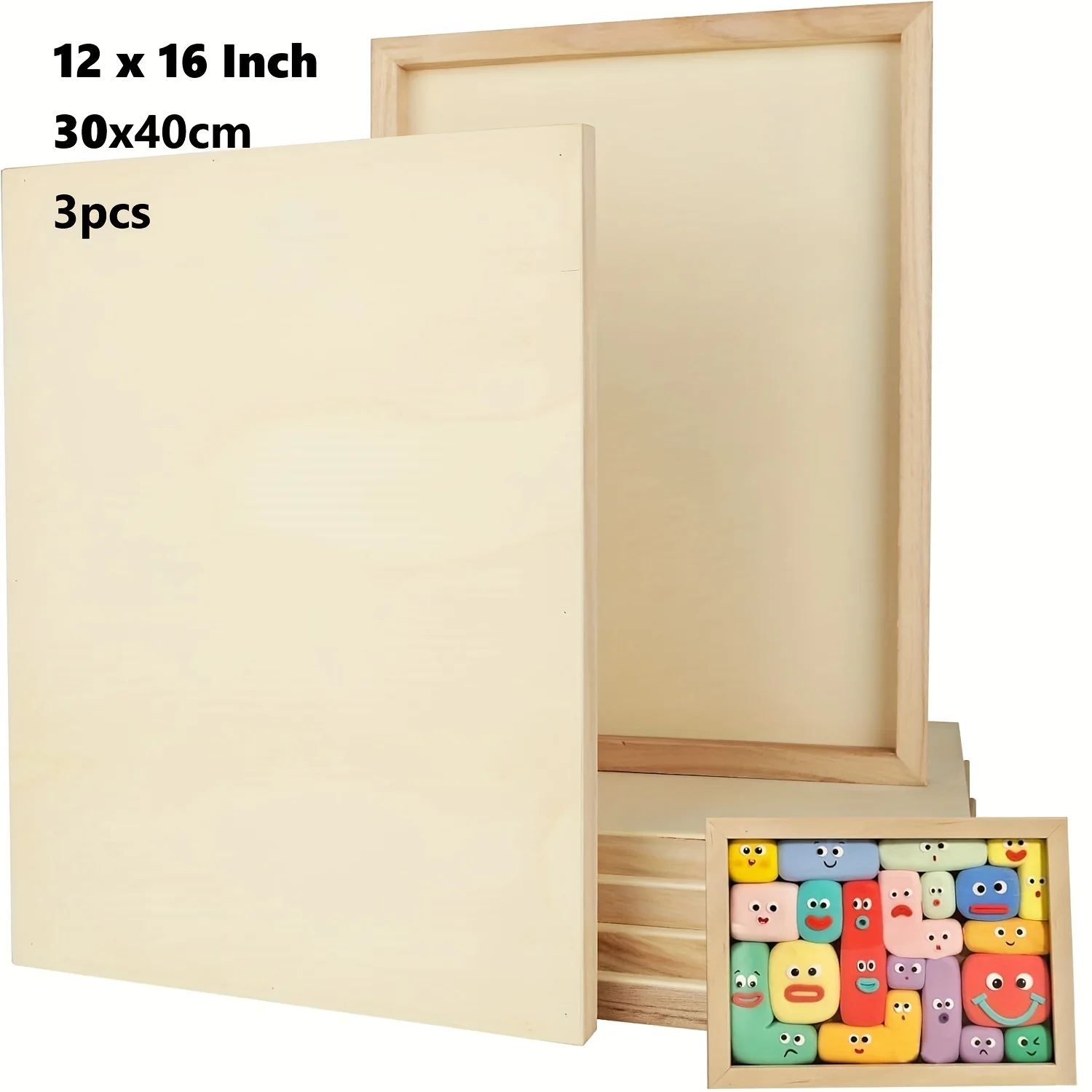 3 Pack Wood Panels for Painting 12 X 16 Inch/ 30x40cm Craft Wood Board Unfinished Wood Wooden Panel Boards for Painting, Pourin