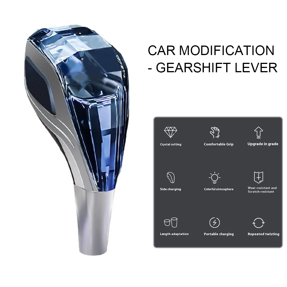 مقبض تروس يعمل باللمس مع 7 ألوان فاتحة، مقبض ناقل الحركة الكريستالي الأوتوماتيكي المتوافق مع معظم السيارات #1