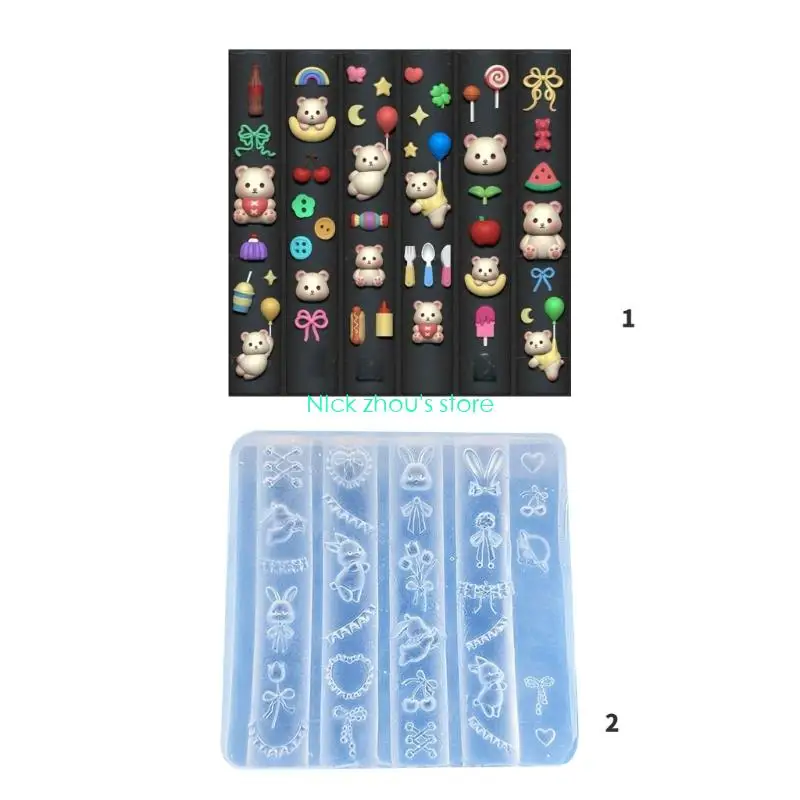 E15E قالب أظافر متعدد الوظائف قالب تزيين الأظافر على شكل حيوان قوالب إكسسوارات الأظافر