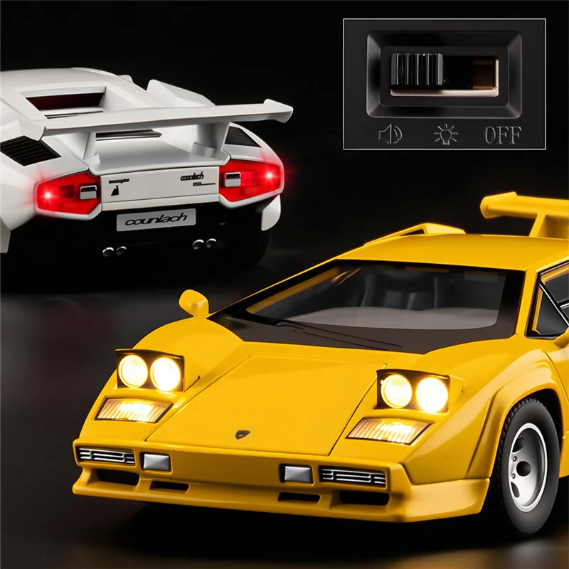 1:32 Countach LP5000s Legering Sportwagen Model Diecasts Metal Track Racewagen Voertuigen Model Simulatie Geluid Licht Kinderen Speelgoed Gift