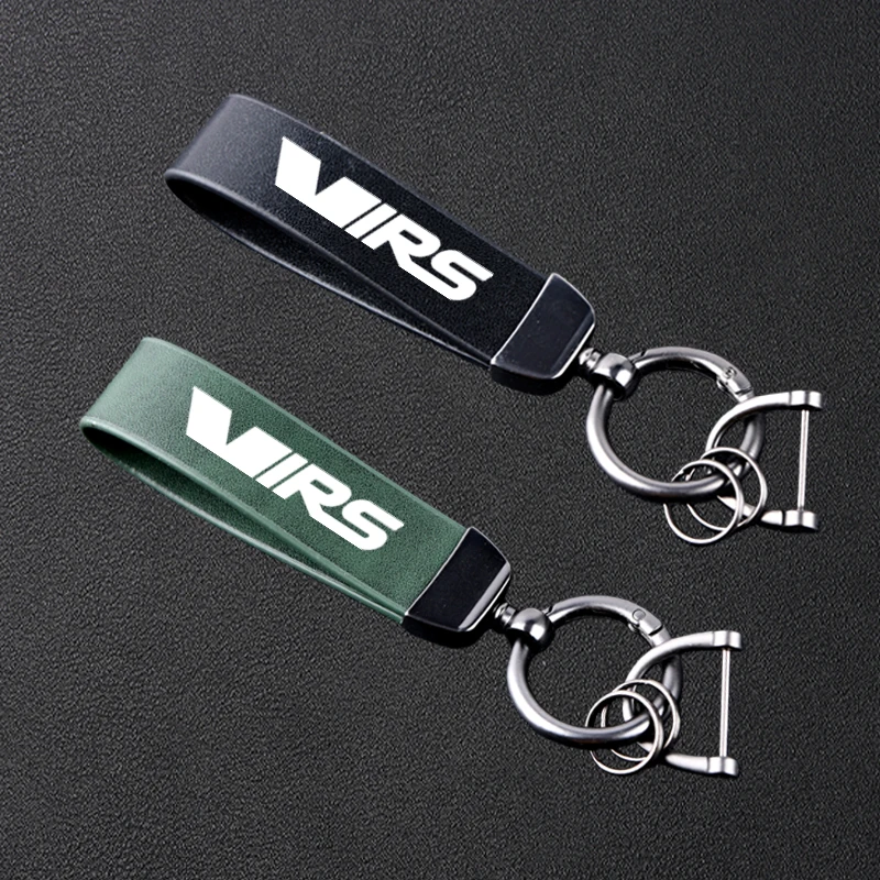 Für Skoda VIRS VRS RS Octavia Fabia Rapid Superb Root Hochwertiger Auto-Leder-Schlüsselanhänger Metall-Schlüsselanhänger-Zubehör