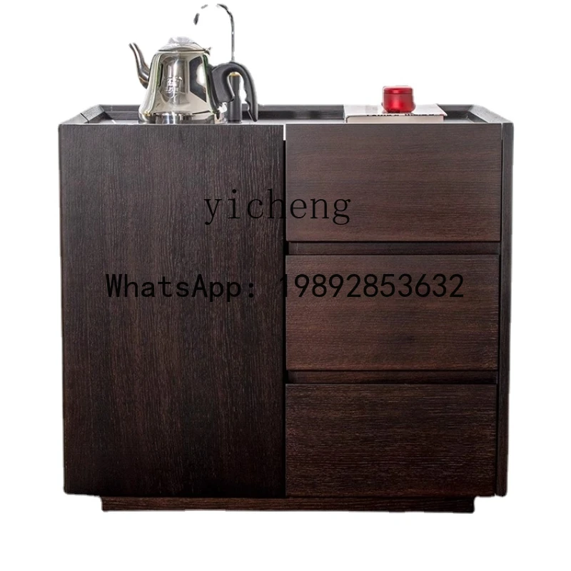 Solid Wood Minimalist  Advanced High-End Entry Lux Home Mobile Tea Cabinet