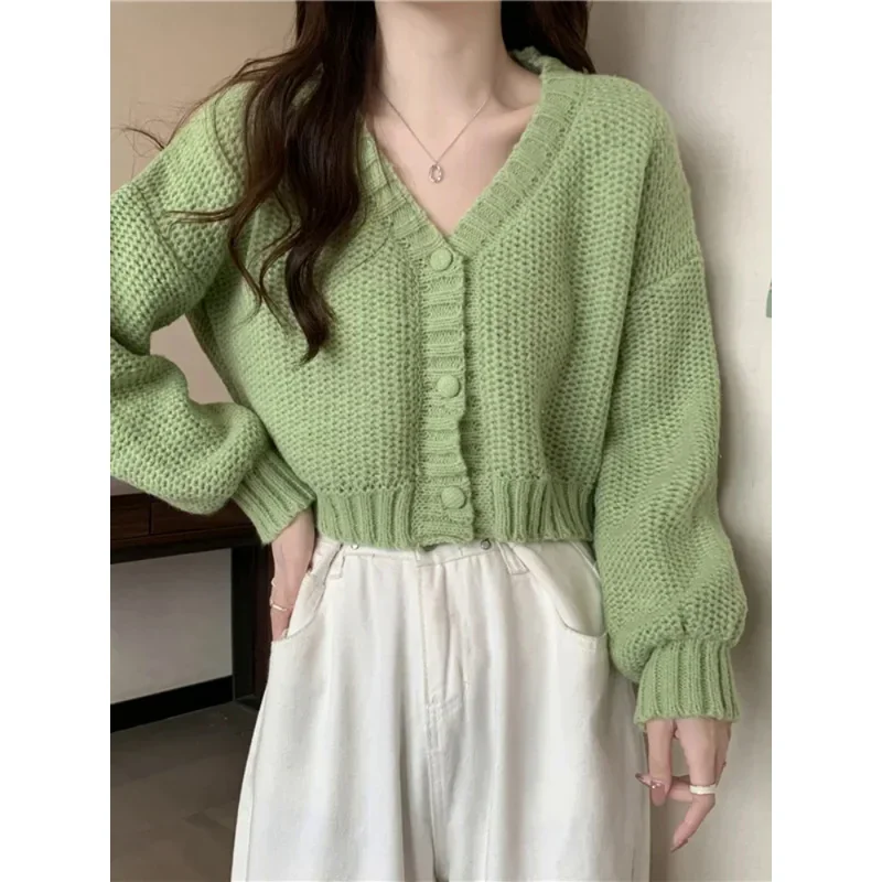 Women sweater cardigans V-neck button up casual knit sweet cardigan coat for woman 2024 Autumn Winter