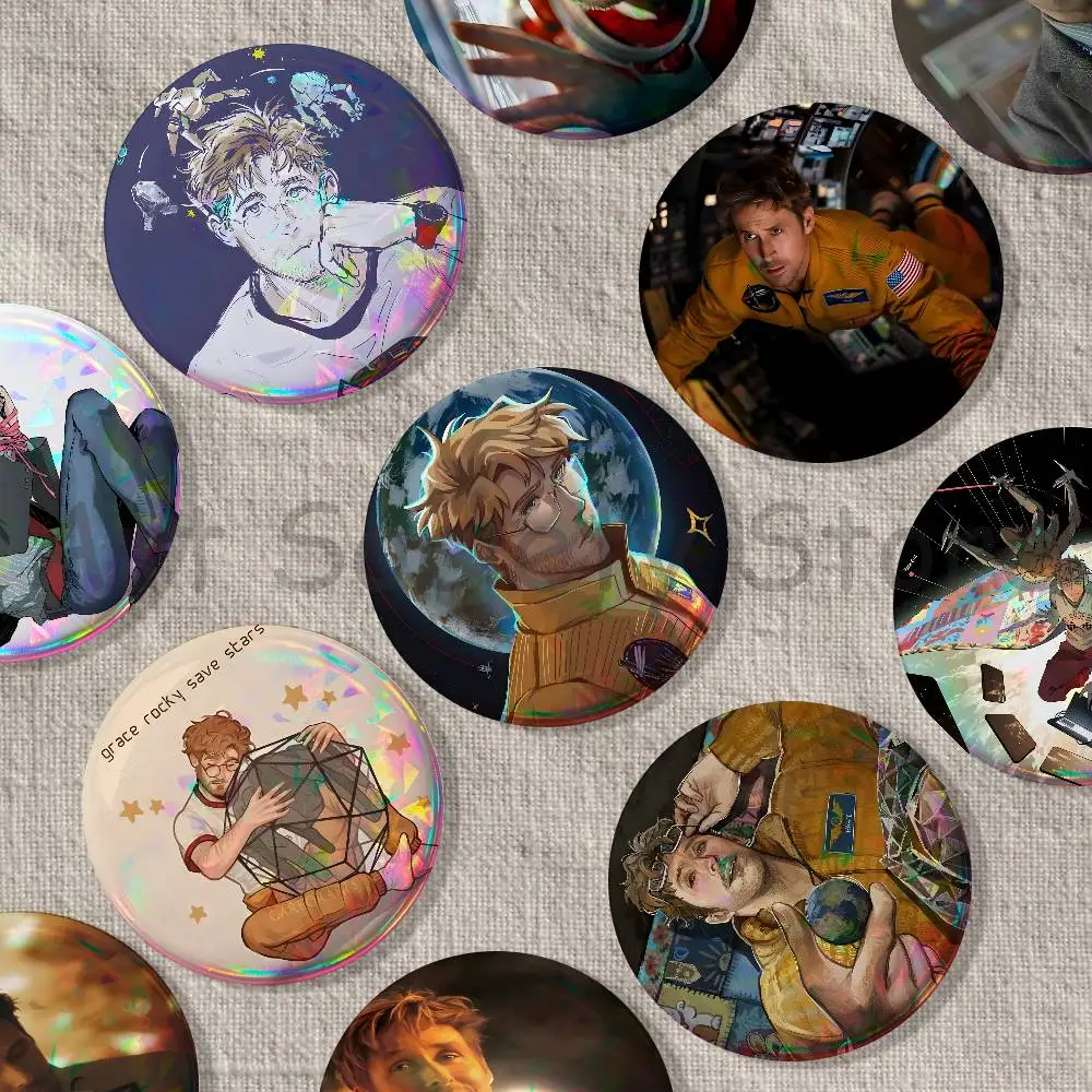 P-Project Hail R-Ryan Gosling Badges Creative Tinplate Button Pins Brooch Creative Quotes Badge Clothes Backpack Jewelry Gift