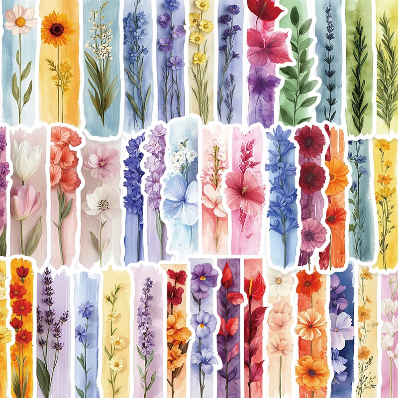 

50PCS Watercolor Plant Flowers Brushstrokes Creative Stickers DIY Aesthetic Skateboard Envelope Colorful Decals Kids Toys Gift