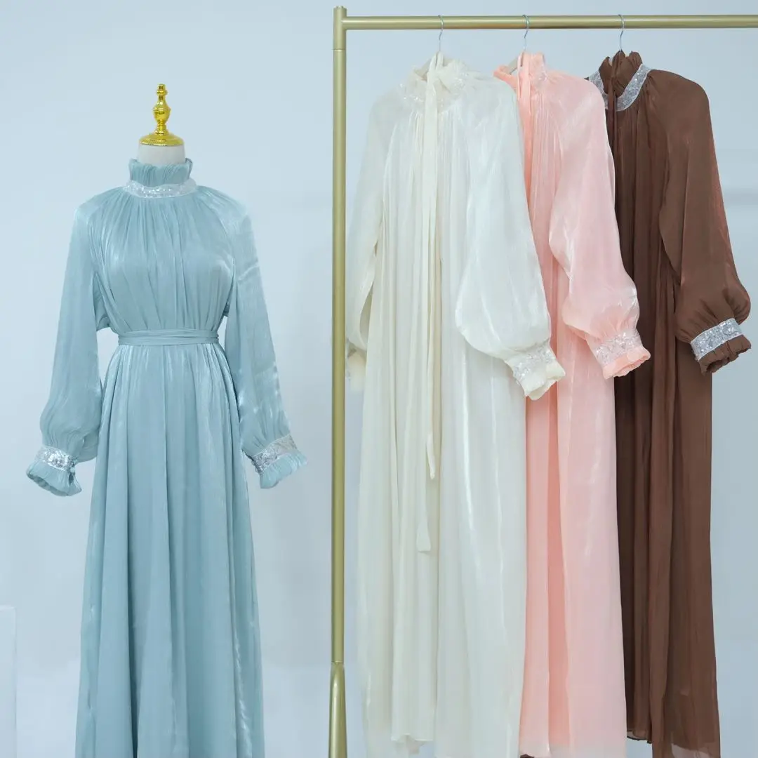 Uni Dubai turecki szykowny cekiny z paskiem wieczorowa długa sukienka muzułmanki eleganckie abaje marokański Kaftan odzież islamska