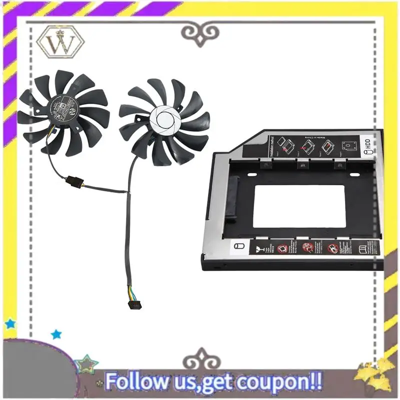 AU33-1 par de ventilador de tarjeta de imagen 85Mm Ha9010h12f-Z ventilador enfriador de 4 pines y 1X para soporte de disco duro Hdd Sataii Sdd