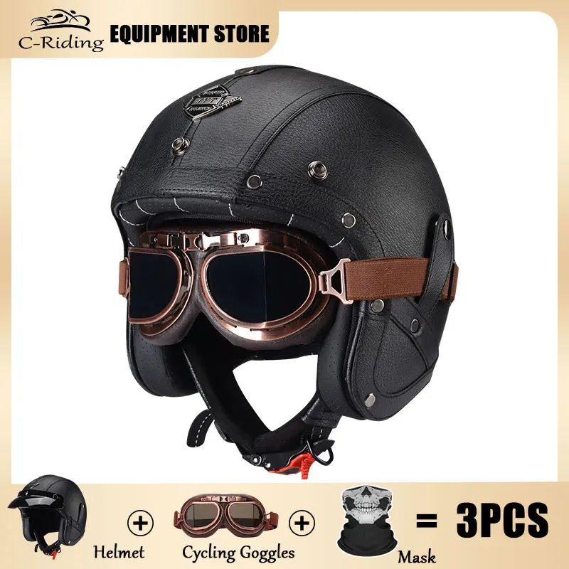 Open Face 3/4 Motorcycle Helmet Personalized Men and Women Vintage Retro Motorbike Cascos De Motociclistas Helmets Motorrad Helm