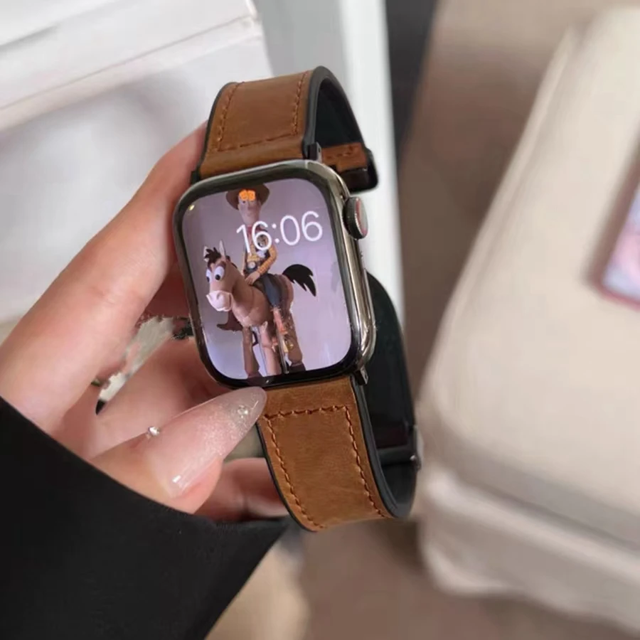 Magnetic Buckle Silicone Leather Link Loop for Apple Watch Band For women Women Sport 40mm 41mm 42mm 44mm for iwatch strap