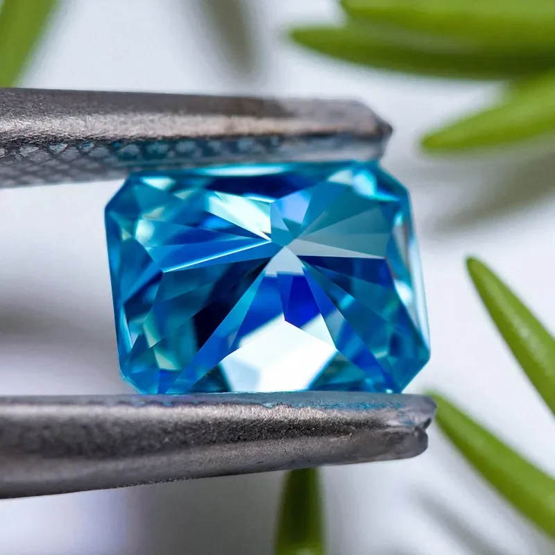 Moissanit-Stein, Radiant-Schliff, Aquamarin-Farbe, VVS1-Reinheit, Edelsteinperlen mit Zertifikat für die Schmuckherstellung – Detail 6