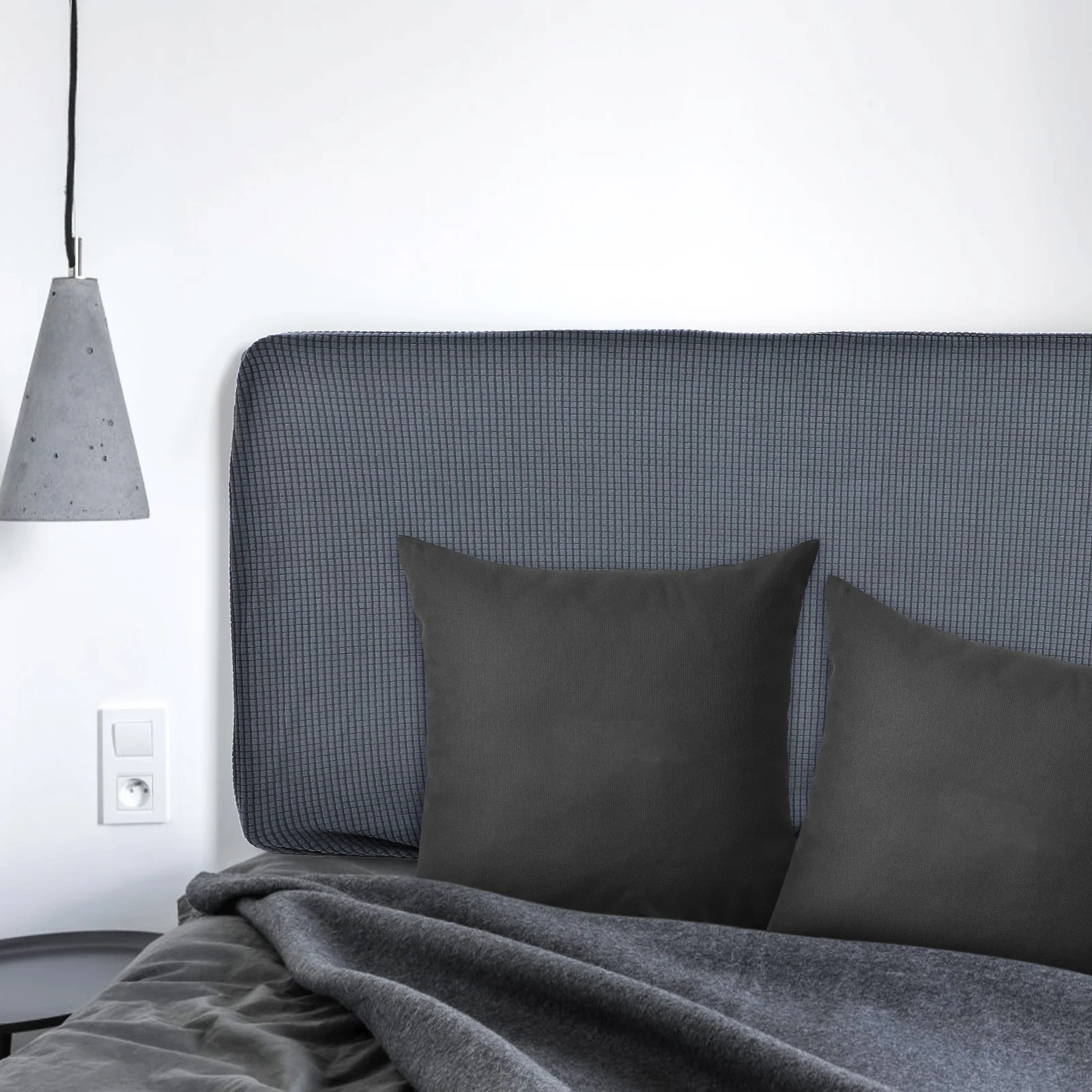 

Headboard Cover Stretchable Polyester Fabric Elastic Edge Solid Color Washable Bed Slipcover For Home Hotel Bedroom Furniture