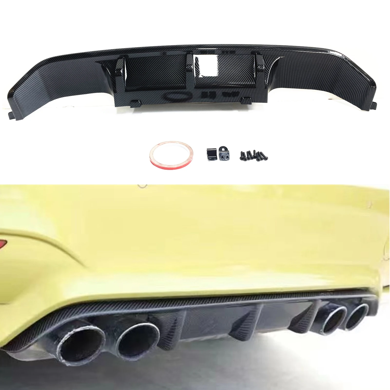 

Rear Bumper Diffuser Lip Carbon Fiber Look Boot Spoiler Plate Splitter For BMW F80 M3 F82 F83 M4 2015 2016 2017 2018 2019 2020