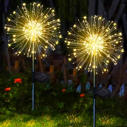 Outdoor Dandelion Solar Plug Jardim Decoração, intempéries Fireworks Lâmpada, Pátio Lawn Iluminação, DIY