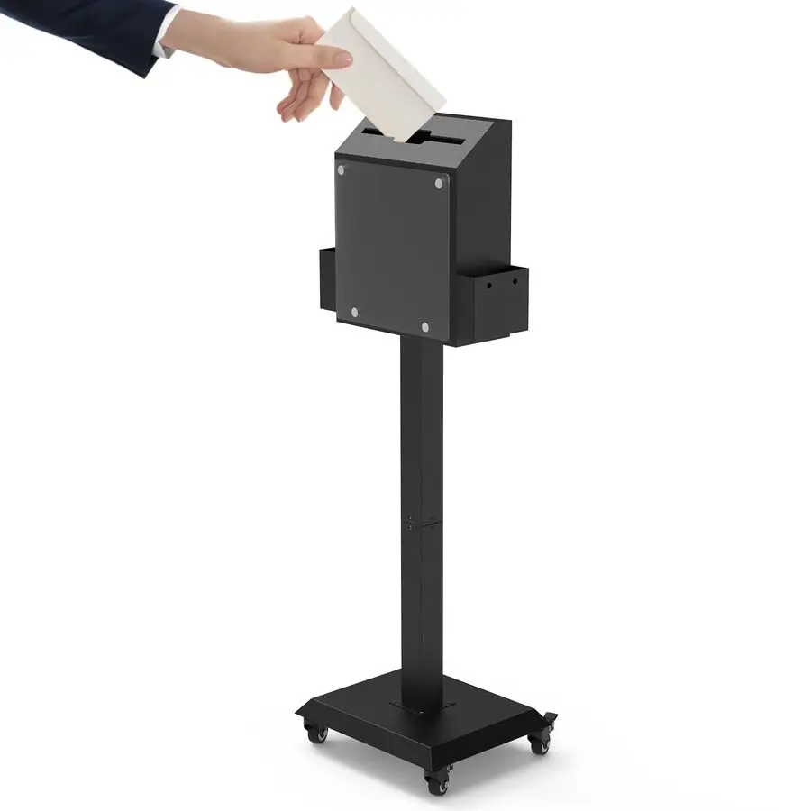 مجموعة صندوق الاقتراع مع عجلات صامتة آمنة ومتعددة الاستخدامات للمكتب والخيرية والمناسبات تتضمن قفلًا وسلوًا كبيرًا #1