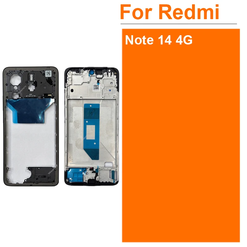 For Xiaomi Redmi Note 14 4G LCD Display Screen Frame Middle Frame Bezel Holder Cover with Side Buttons Replacement Parts