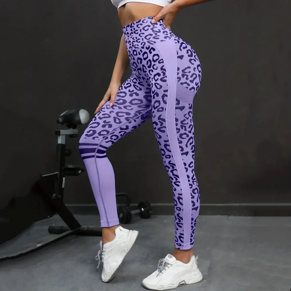 

Брюки для йоги с высокой талией, эластичные леггинсы с леопардовым принтом, бесшовные быстросохнущие брюки для фитнеса, дышащие леггинсы для фитнеса и тренировок