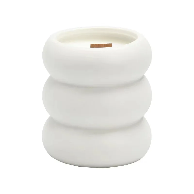 Home Decoration Circle Ceramic Aromatherapy Candle Cup Nordic Interior Home Decoration Ceramic Crafts Candle Container