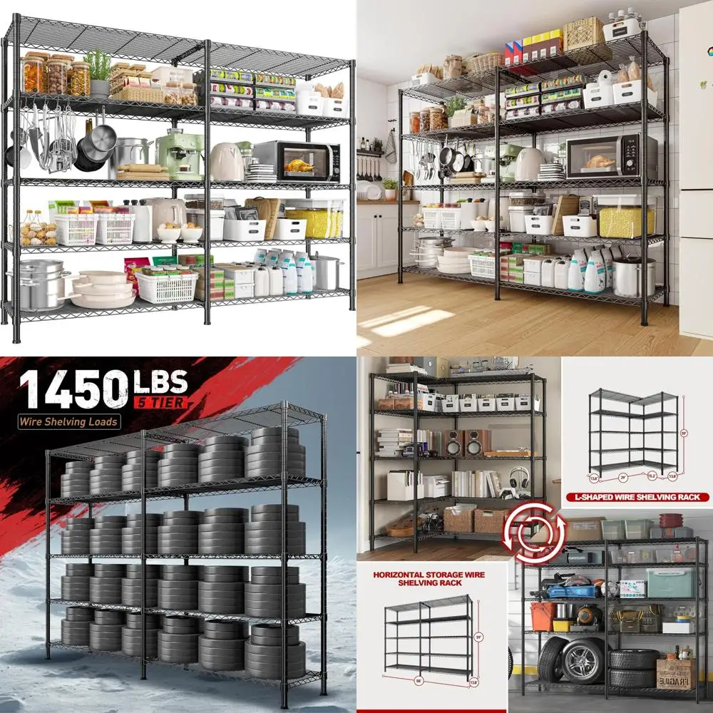 

5 Tier Adjustable Metal Wire Shelving Unit - 1450 lbs Capacity, 58.1 Wide Storage Rack for Pantry and Garage