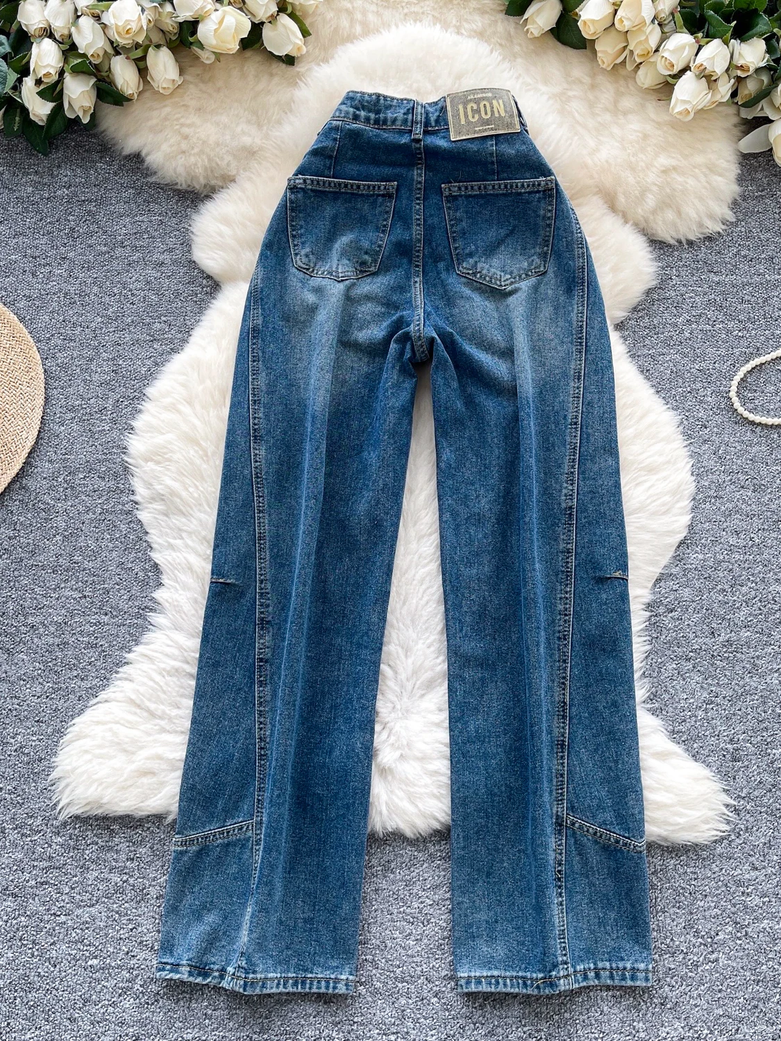 Hohe Taille Breite Bein Jeans frauen Sommer Neue Sle Retro Lange Hosen Straße Faion Design Abnehmen Gerade Bein heiße Mädchen Jeans