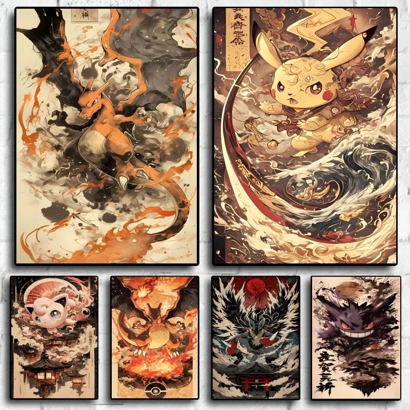 Pinturas decorativas con diseños únicos de Pokémon Charizard. Las imágenes son exquisitas y están repletas de detalles, creando una obra de arte personalizada.